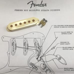 Fender Aged White Noiseless Stratocaster Pickup Cover With Screws & Wiring Diagram image 1