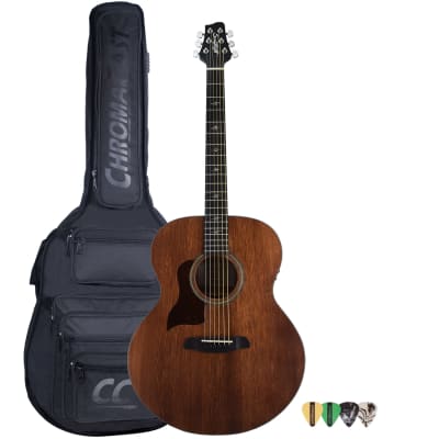 Sawtooth Mahogany Series Left-Handed Solid Mahogany Top Acoustic-Electric Jumbo Guitar with Padded Gig Bag and Pick Sampler for sale