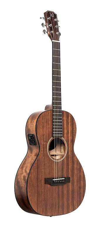 J.N GUITARS Acoustic-electric parlor guitar with solid mahogany top, Dovern series DOV-PFI image 1