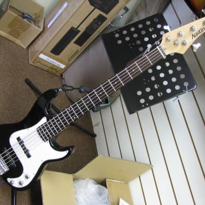 Austin 5 String Electric Bass Guitar- Black - Fire Sale for sale