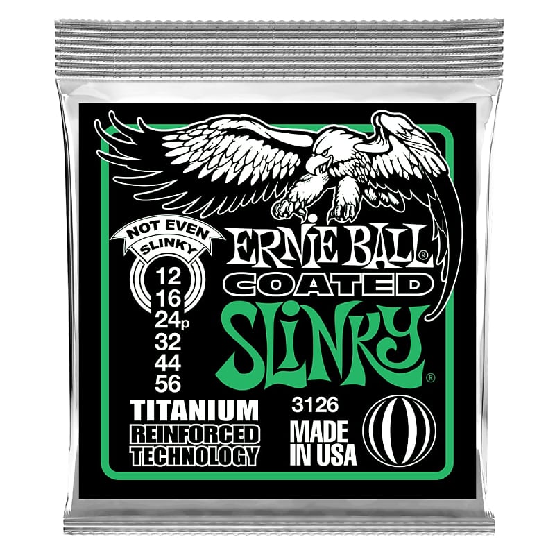 Ernie Ball P03126 Not Even Slinky Coated Titanium RPS Electric Guitar Strings 12-56 Gauge image 1