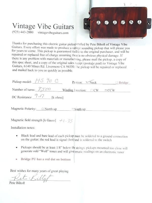 Pete Biltoft's Vintage Vibe Guitars: P-90 Guitar Pickups (USA Hand-Made,  Humbucker-Sized)