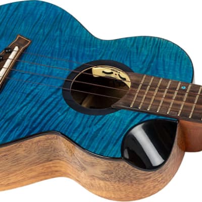 Flight Comet EQ-A Blue Tenor Ukulele New - solid stained flamed maple top image 4