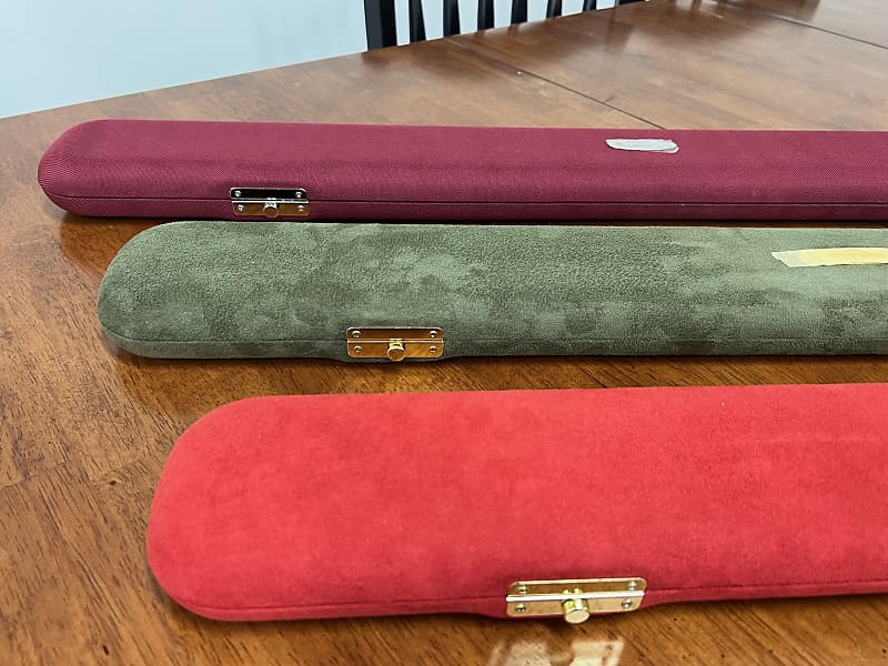 Concord Bass Bow Case fit German or French bow, Micro-suede in Salmon/cream, Olive green/cream, and Cordura Wine/cream image 1