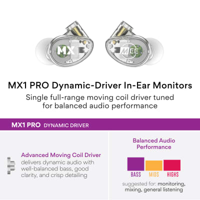 MEE Professional MX1 PRO Customizable Noise-Isolating Universal-Fit Modular Musician’s IEM (Clear) image 3