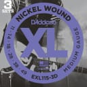 D'Addario EXL115-3D Nickel Wound Electric Guitar Strings, 3-Pack