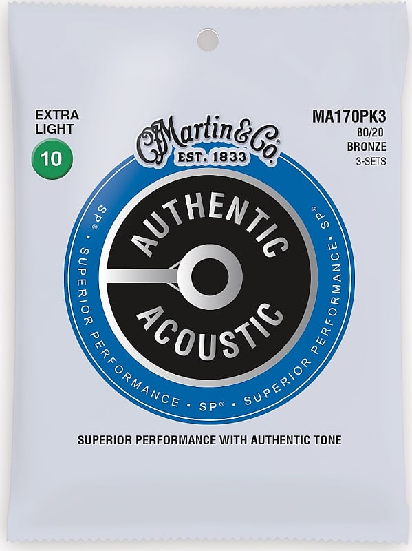 Martin Strings,  80/20 Bronze,Extra Light 10, 3 Pack image 1