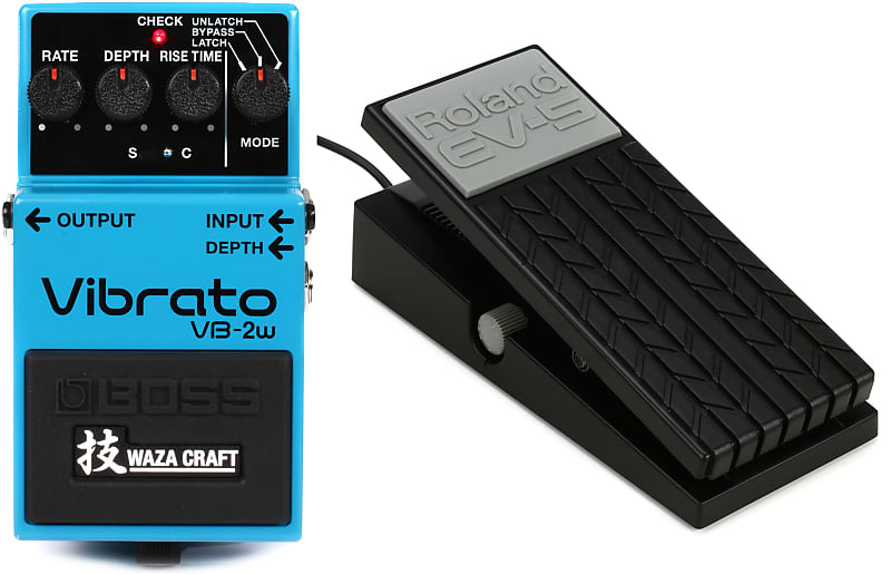 Boss VB2W Waza Craft Vibrato Pedal Bundle with Roland EV5 Reverb