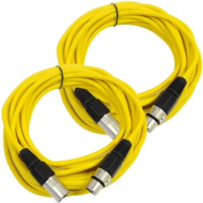 SEISMIC AUDIO Pair of Yellow 25' XLR Male to Female Microphone Patch Cables image 1