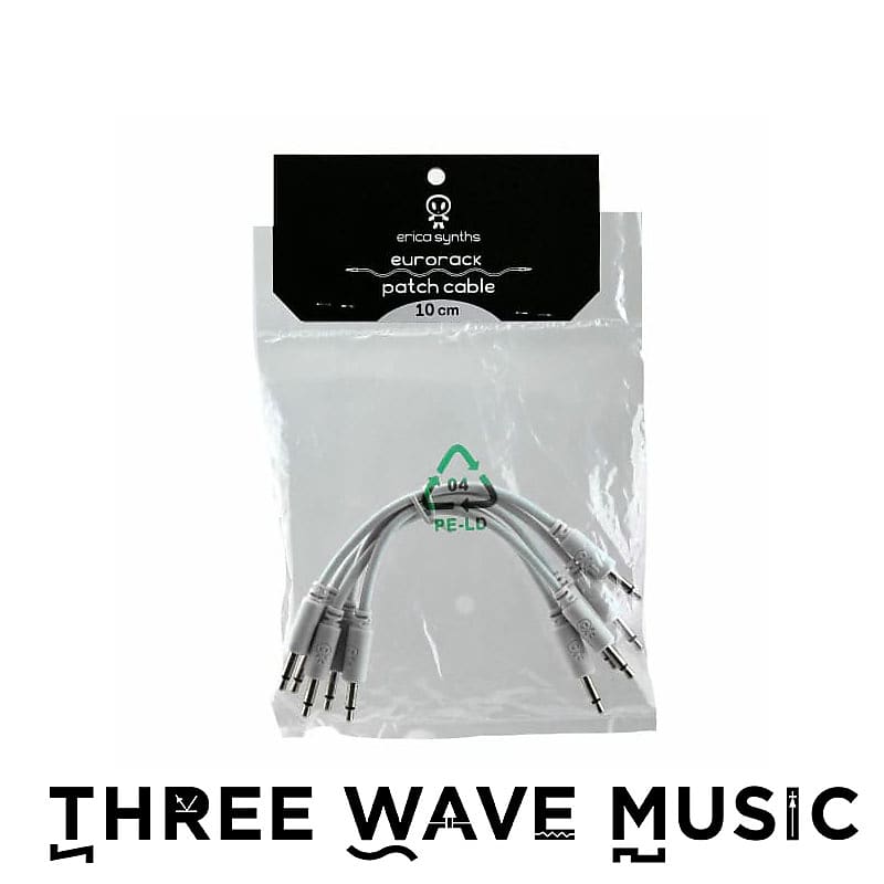 Erica Synths Braided & Soft Eurorack Patch Cables 10 cm (5 pcs) (White)  [Three Wave Music] image 1