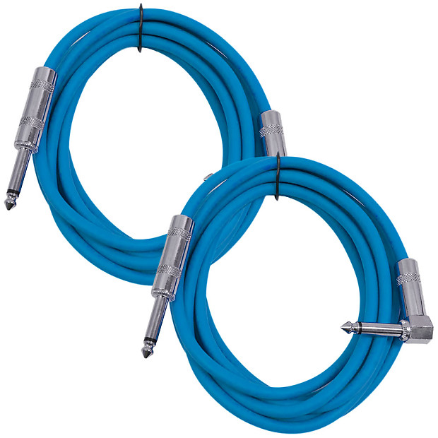 Seismic Audio SAGC10R-BLUE-2PACK Right Angle to Straight 1/4" TS Guitar/Instrument Cables - 10' (Pair) image 1