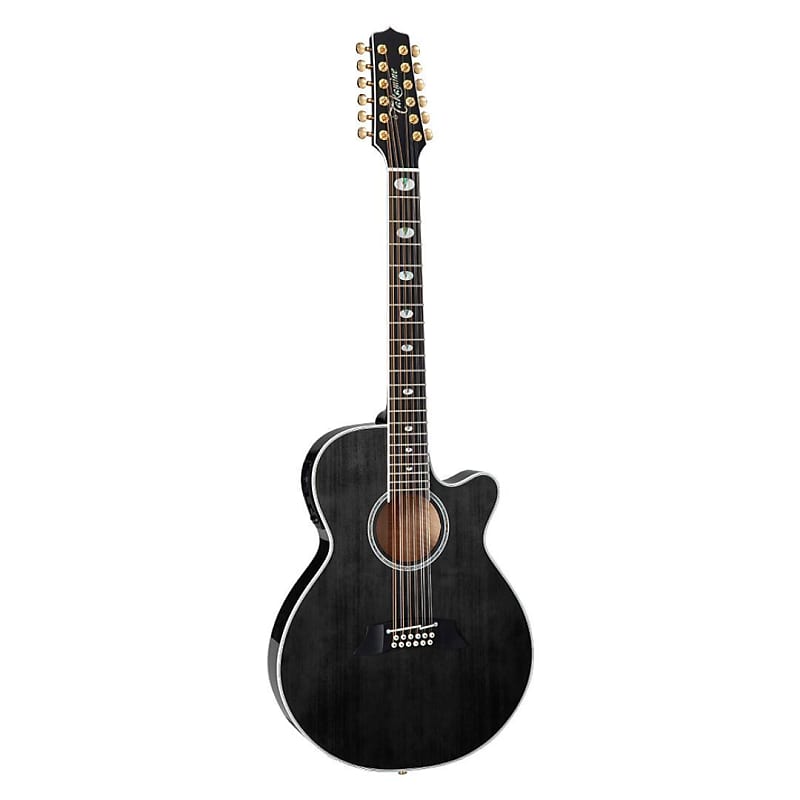 Takamine TSP158C12SBL Made in Japan 12-String Thinline Acoustic Electric Guitar with Spruce Top, Figured Maple Back and Sides, Ct-3N Electronics, Chrome Hardware, Semi-Hard Case (See-Thru Black Gloss) image 1