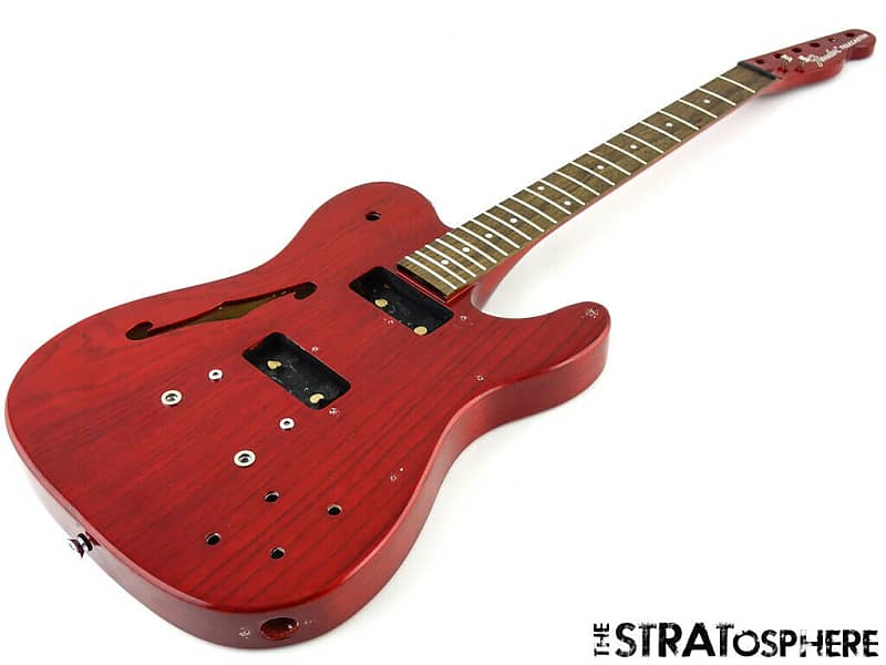 Fender JA-90 Jim Adkins Thinline Tele BODY + NECK Telecaster Crimson Trans Ash image 1