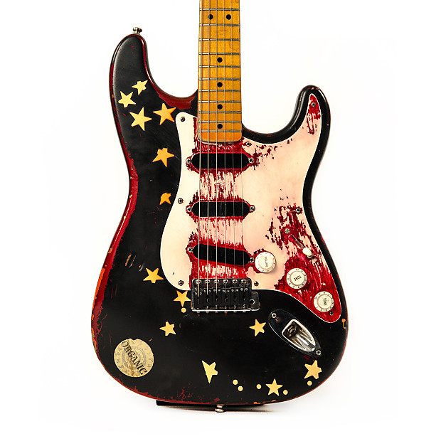 MAKE OFFER Fender Stratocaster 1988 Black Over Metallic Candy Apple Red Billy Corgan Siamese Dream image 1