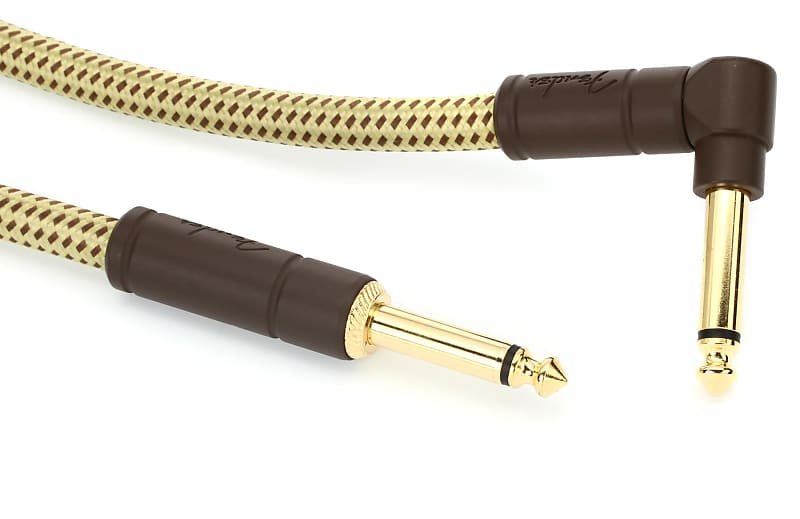 Fender 0990820086 Deluxe Series Straight to Right Angle Instrument Cable - 15 foot Tweed image 1
