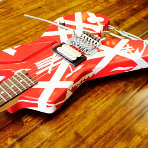 EVH Striped Series Shark Red with White Stripes image 7