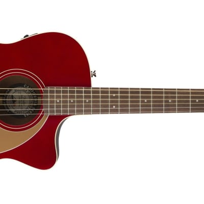 Fender Newporter Player in Electric Acoustic Guitar in Candy Apple Red with Walnut Fretboard image 3