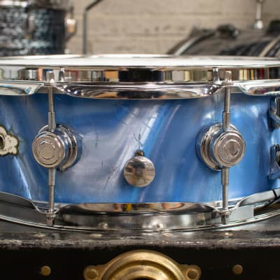 1960s Camco 5x14 Oaklawn Blue Satin Flame Snare Drum image 2