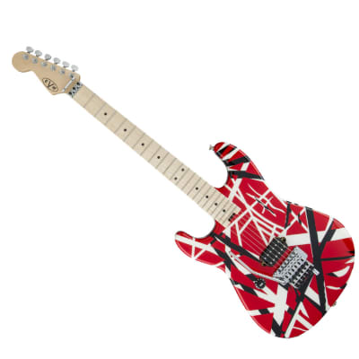 Used EVH Striped Series Left Handed Electric Guitar - Red/Black/White image 1