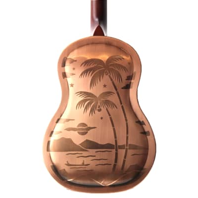 Royall Palmulator Copper Finish Brass Body Resonator with Sandblasted Palm Trees & Case image 4