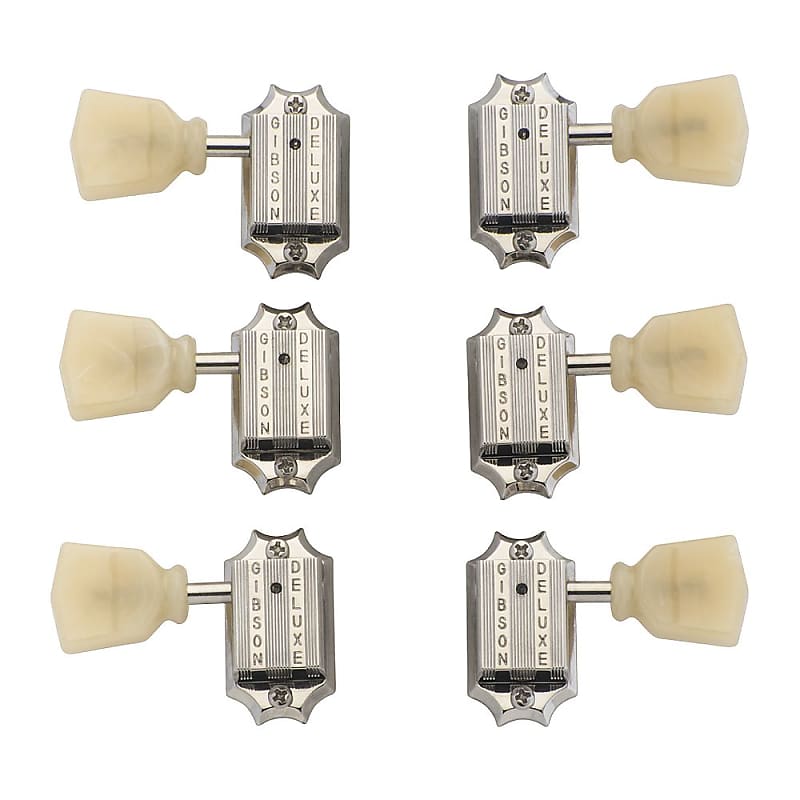Gibson Deluxe Tuners 3 x 3 Kluson Style with Bolt Bushing (Nickel, Yellow Key) image 1