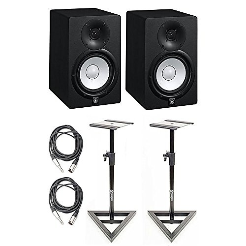 Yamaha Yamaha HS7 Active Studio Monitors w Speaker Stands and TRS to XLR Male Cables image 1