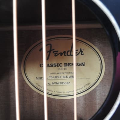 Fender CB-60SCE Acoustic Bass Black image 3