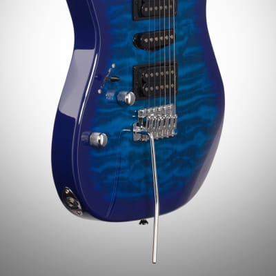 Ibanez GRX70QA Quilt Top Left-Handed Electric Guitar, Transparent Blue Burst image 3