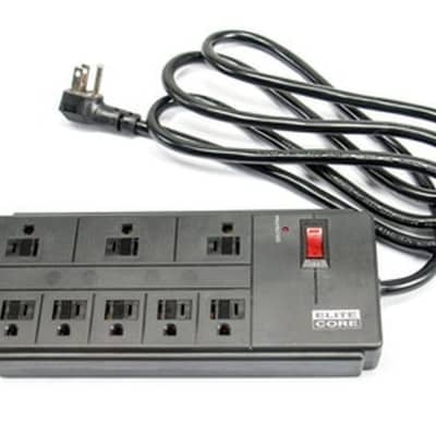 Elite Core AC Power Strip with Surge Protection 8 Outlets Stage Studio -Black image 1