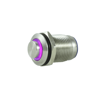 Tesi POCO 12MM LED Momentary Push Button Guitar Kill Switch Button Stainless Steel / Purple image 1
