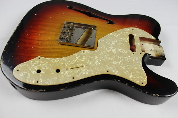 ギター MJT Telacaster Thineline body MJT Fender Thinline Telecaster Body - Sunburst Nitro Relic