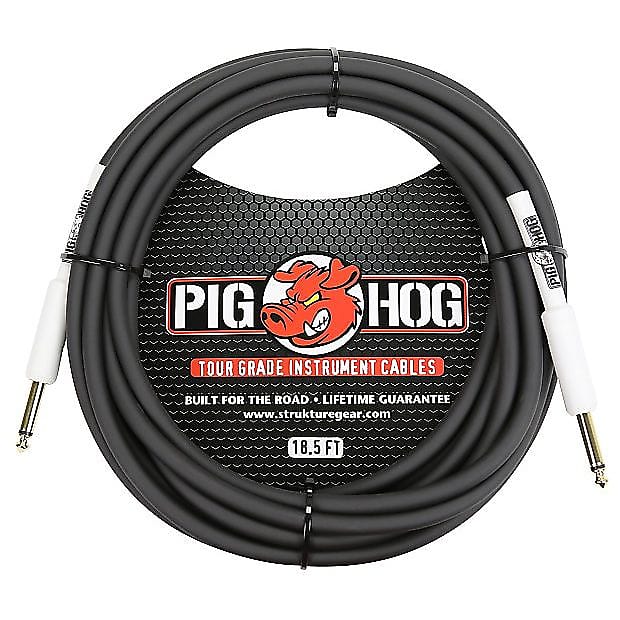 Pig Hog PH186 Tour Grade 1/4" TS Instrument Cable - 18.6' Black, Ships FREE lower 48 States! image 1