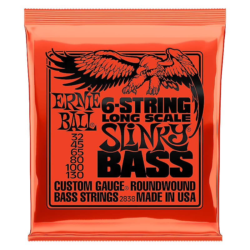 Ernie Ball 2838 6-String Long Scale Slinky Nickel Wound Electric Bass Strings - .032-.130 6-string image 1