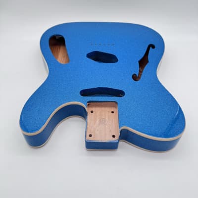 HooDoo Telecaster Thinline Double-Bound Sparkle Blue Body Alder Super Light HTB4139 image 4