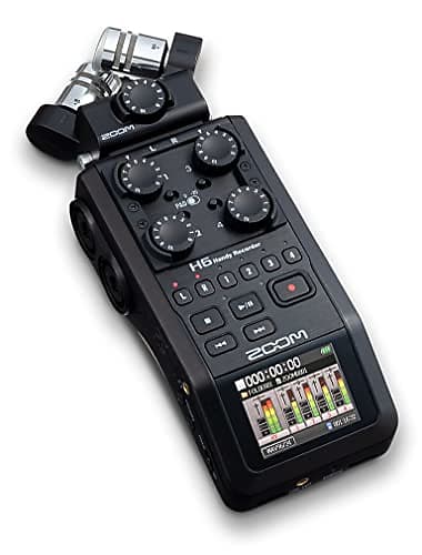 Zoom H6 All Black 6-Track Portable Recorder, Stereo Microphones, 4 XLR/TRS  Inputs, Records to SD Card, USB Audio Interface, Battery Powered,  Podcasting and Music