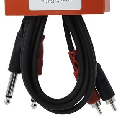 Hosa CPR-202 Dual 1/4" TS to Dual RCA Stereo Interconnect Cable, 2 Meters, 6.6 Feet, Black image 2