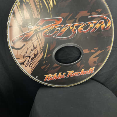 Rikki Rockett's Poison, Rockett Drum Works 22" 2013 Tour Logo Bass Drum Head. SIGNED! image 1