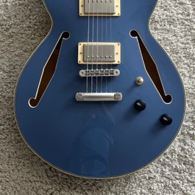 D'Angelico Excel SS Tour Semi Hollow Electric Guitar, Slate Blue DAESSTSLBSNS