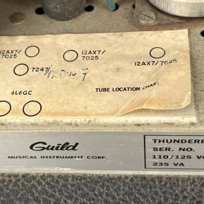 Vintage 1968 Thunderbass By Guild 45 Watt All Tube Amplifier Head~Black Tolex image 9