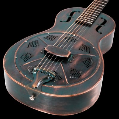 Recording King RM-993-VG | Parlor Metal Body Resonator, Distressed Vintage Green. Now Shipping! image 2