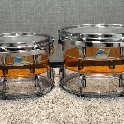 Ludwig 50th Anniversary Vistalite 10" & 12" Limited Edition Pattern Toms - Clear/Orange/Clear image 1