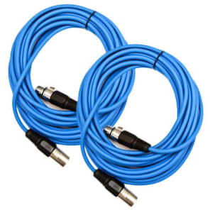 Seismic Audio SAXLX-25BLUE2 XLR Male to XLR Female Mic Cable - 25' (2-Pack)