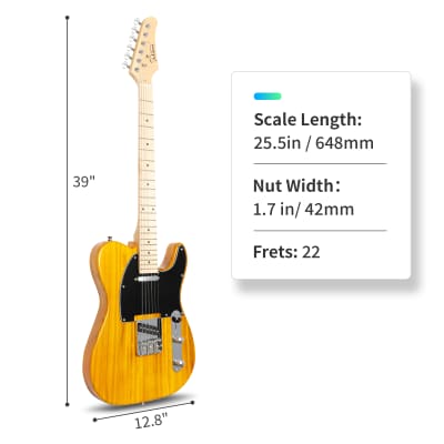 Glarry GTL Maple Fingerboard Electric Guitar Transparent Yellow image 9