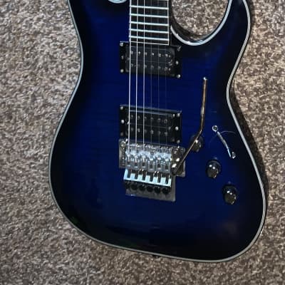 Schecter Blackjack Sls Seymour Duncan Stat Floyd rose  electric guitar hardshell case Trans blue for sale