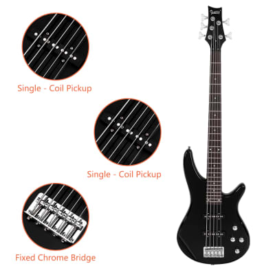 Glarry GIB Electric 5 String Bass Guitar Full Size Bag Strap Pick Connector Wrench Tool 2020s - Black image 19