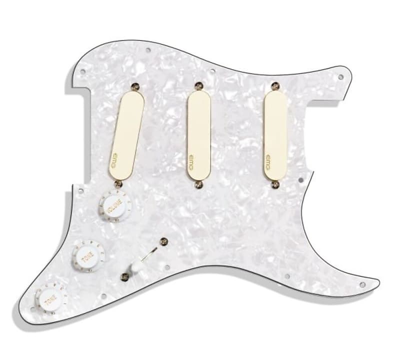 EMG DG20 David Gilmour Ivory pickups on White Pearl scratchplate image 1