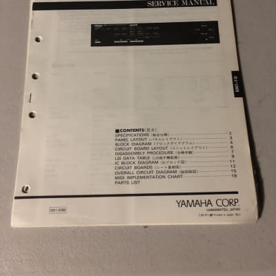 Yamaha  EMT-10 AWM Sound Expander Service Manual 1988