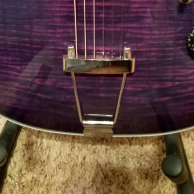 Grote Purple Flame Top Maple semi hollow body guitar with padded gig bag image 7