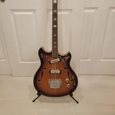 Vintage 1960's Kent 822 Electric Bass Guitar Made In Japan Hollowbody Shortscale Sunburst image 1