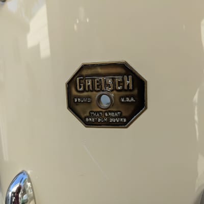 Classic 1970s Stop Sign Badge Gretsch 12 x 15" White Wrap Tom - Looks Excellent - Sounds Great! image 2